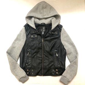 FULL TILT Faux Leather Hooded Jacket